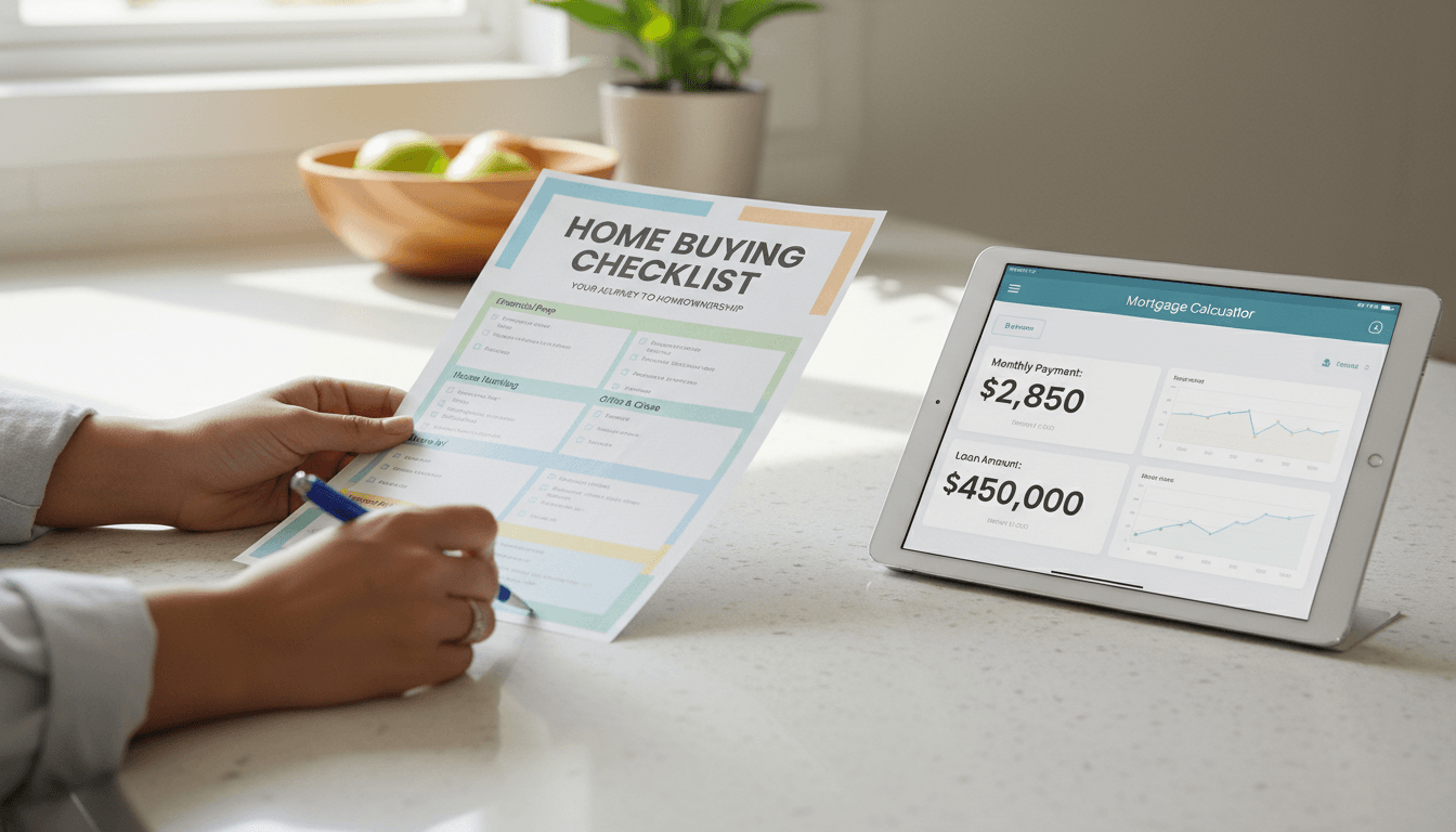 First-time buyer reviewing home purchase checklist