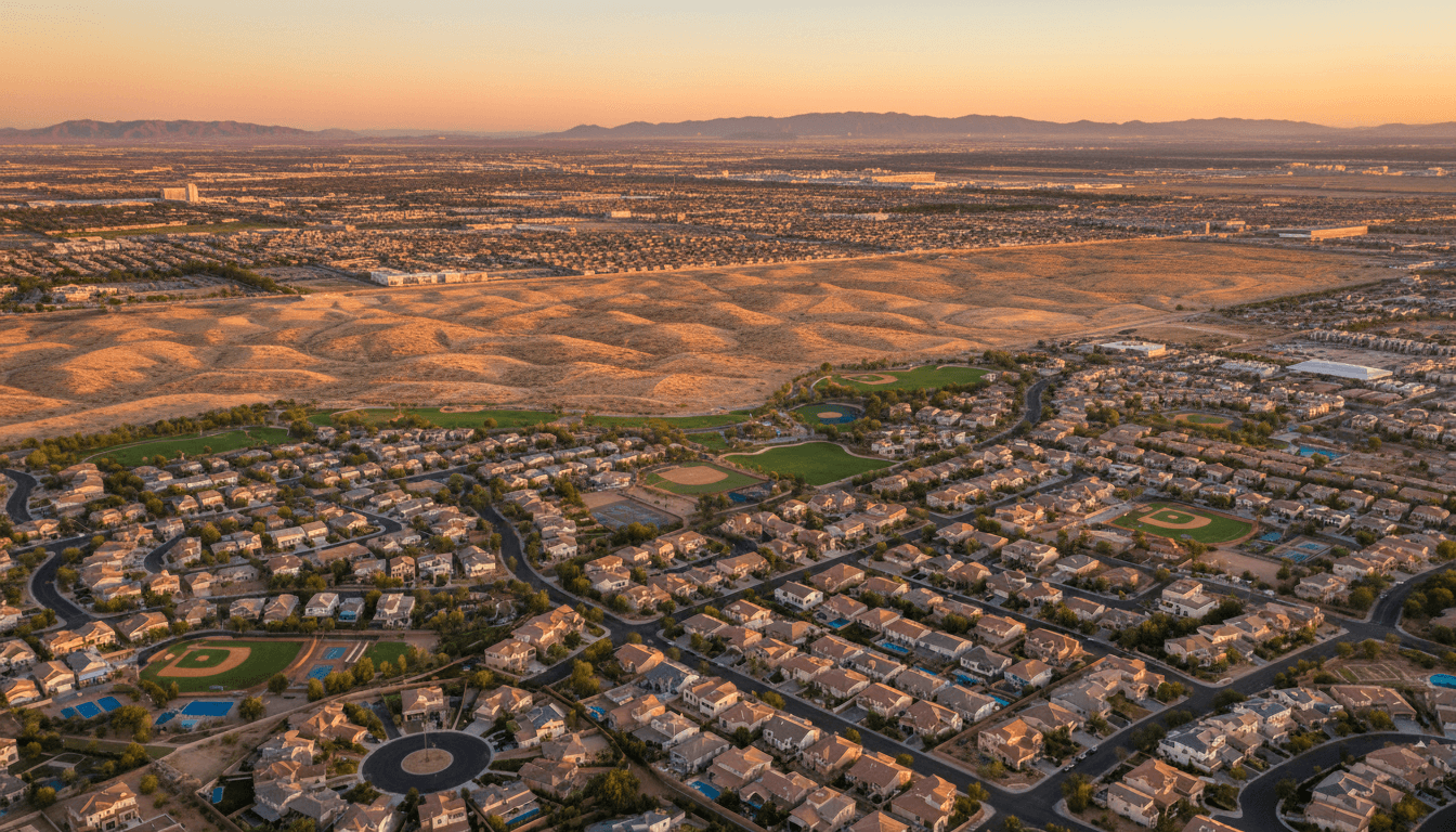 Aerial view of Henderson and Summerlin neighborhoods showcasing community diversity