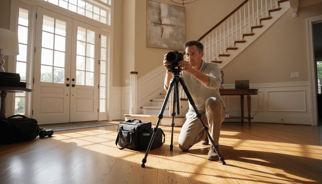 Professional photographer capturing high-quality listing photos of home